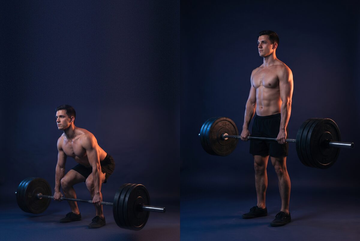 Barbell Deadlift: the start and the finish of one rep