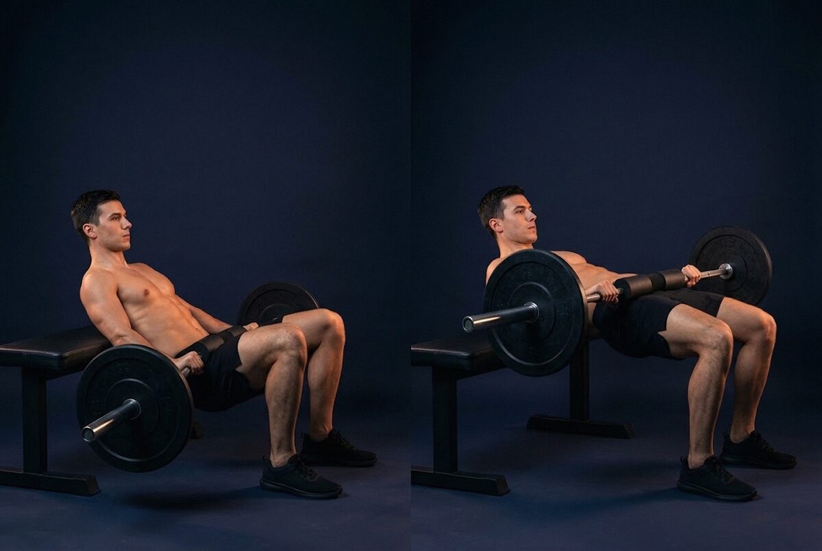 Barbell Hip Thrust: the start and the finish of one rep