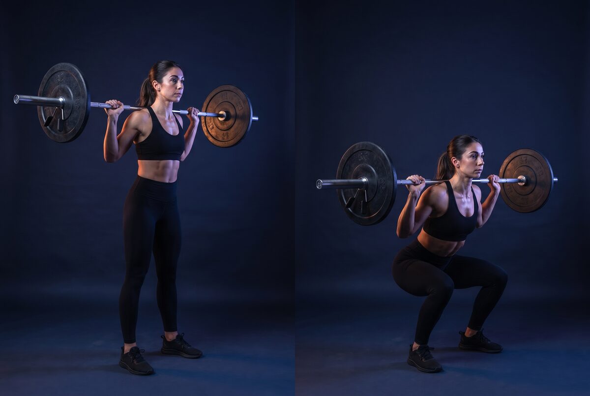 Barbell Squat: the start and the finish of one rep