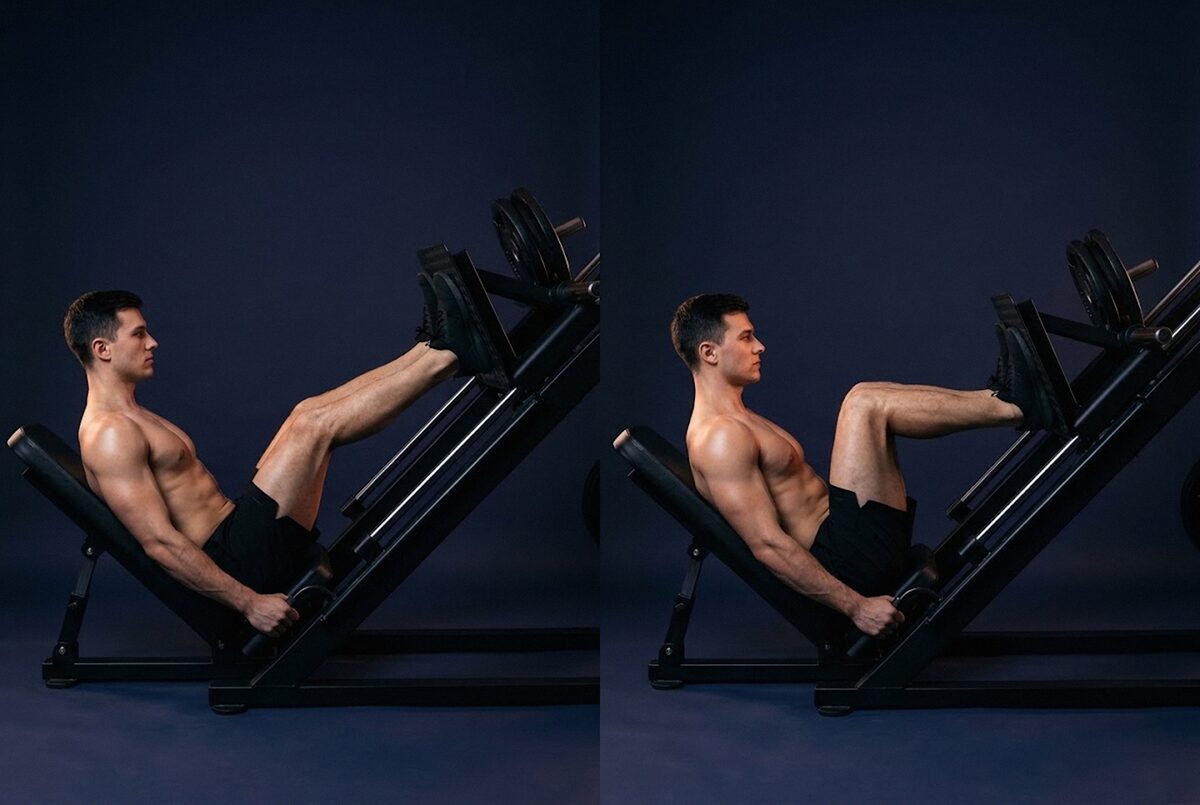 Leg Press: the start and the finish of one rep