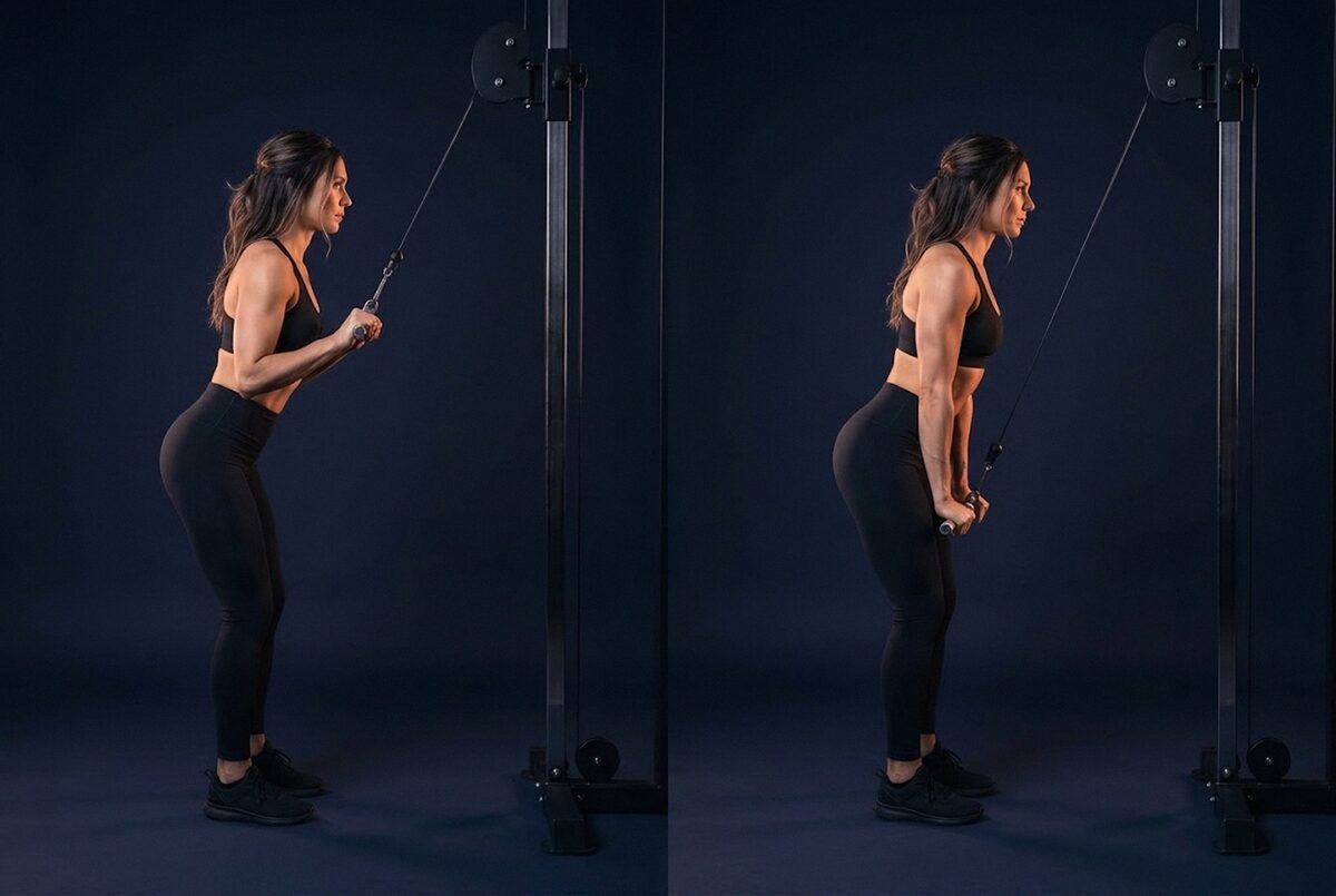 Triceps Pushdown: the start and the finish of one rep